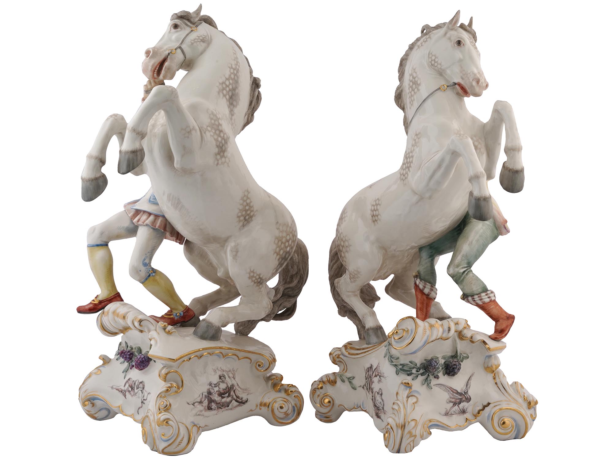 ANTIQUE GERMAN NYMPHENBURG PORCELAIN HORSE TAMERS PIC-1